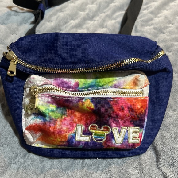 Disney Store Mickey LOVE Pride Rainbow  Collection Canvas Fanny Pack  NWOT - Picture 1 of 5
